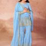 Sky Blue Sequin Georgette Indian Garara