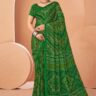 women's chiffon bandhej printed casual sari saree