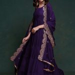 Purple Silk Scalloped Dupatta Anarkali