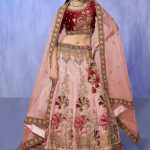 Bridal Pink Embellished Designer Velvet Lehenga Choli