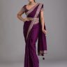 Wine Sequin Border Art Silk Designer Saree