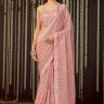 Baby Pink Designer Sequin Styled Georgette Saree