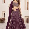 Wine Colour Sequence Party Wear Lehenga