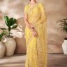 Yellow Indian wedding Net Embellished Saree