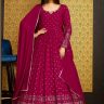 Magenta Georgette Anarkali Suit Design with Foil Print