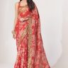 Bollywood Style Floral Printed Organza Saree