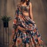 floral printed organza lehenga choli