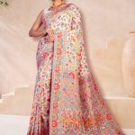 White Kashmiri Pashmina Saree Look for Woman