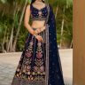 Embroidered Navy Blue Lehenga Choli Dupatta
