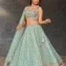 Designer Sky Blue Georgette Lehenga Styled with Sequin