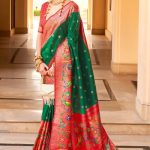 Maharashtrian Style Red Green Silk Paithani Saree