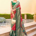 Maharashtrian Style Red Green Silk Paithani Saree
