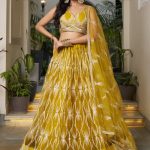 Yellow Modern Haldi Lehenga in Net