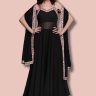 Black Georgette Designer Anarkali Suit with Floral Border