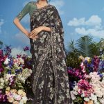 Black Brasso Designer Floral Work Saree