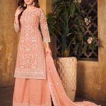 Trendy Woman's Semi Stitched Plazzo Suit Set in Net