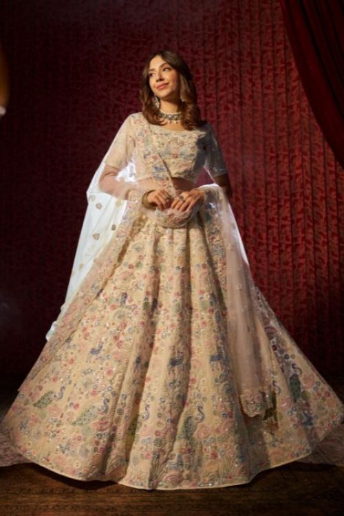 White Sequin Embellished Chaniya Choli for Wedding