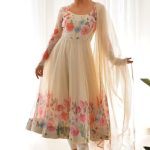 Floral Print Anarkali Kurta with Pants & Dupatta