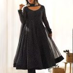 Black Printed Georgette Anarkali Frock suit