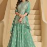 Green chinon silk muslim style eid special lehenga suit