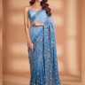 Blue Sequin Saree Blouse for Woman in Georgette