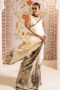 White Satin Crepe Printed Saree For Woman