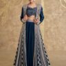 Teal Crop Top Lehenga with Jacket for Wedding