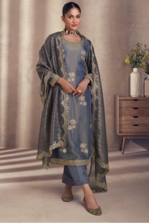 Rakhi Festival Grey Latest Punjabi Suit for Woman