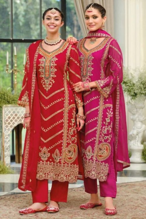 Punjabi Karwa Chauth Special Salwar Suit in Organza