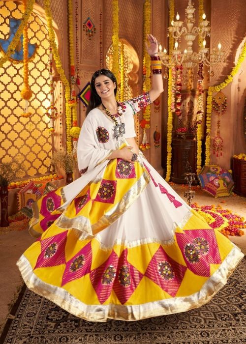 Gujurati Yellow Chaniya Choli for Garba Night in Cotton