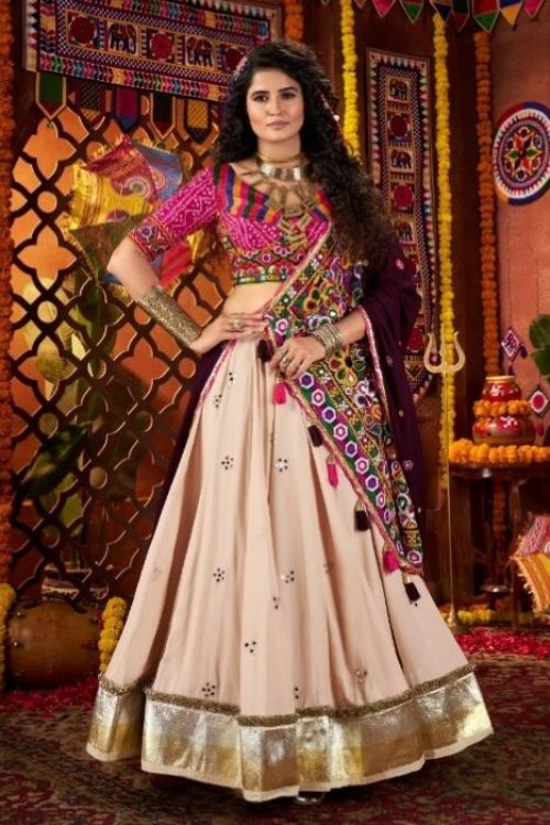 Multicolor Ghagra for Navratri with Dupatta Cotton