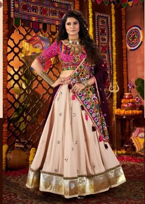 Multicolor Ghagra for Navratri with Dupatta Cotton