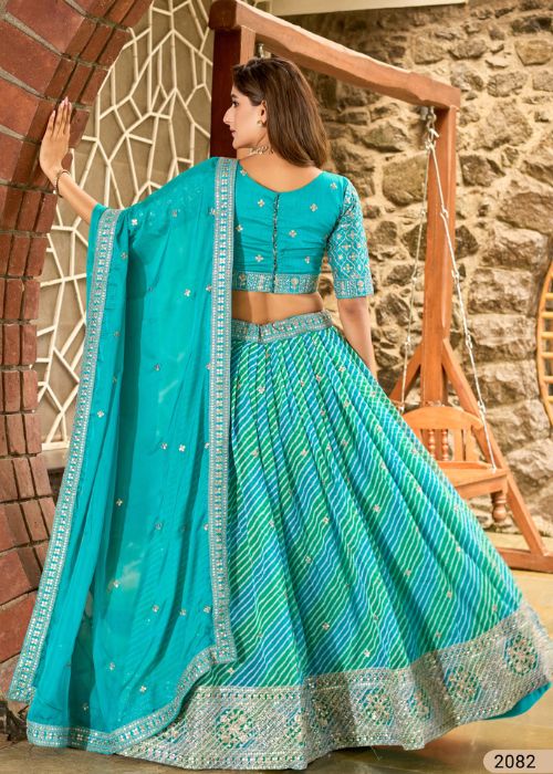 BLUE ART SILK LEHENGA CHOLI FOR WOMEN